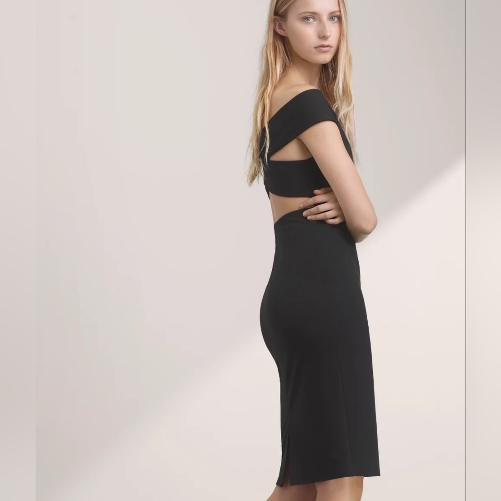 Aritzia Talula Varndell Cross Back Women's Bodycon Mini Black Dress Size Large - Picture 5 of 10